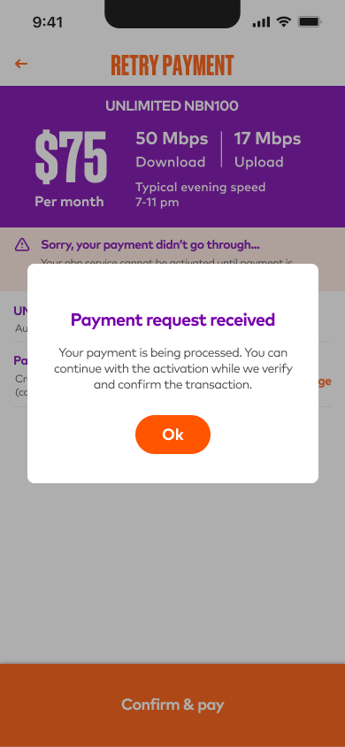 Retry payment – success