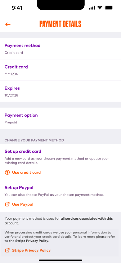payment details